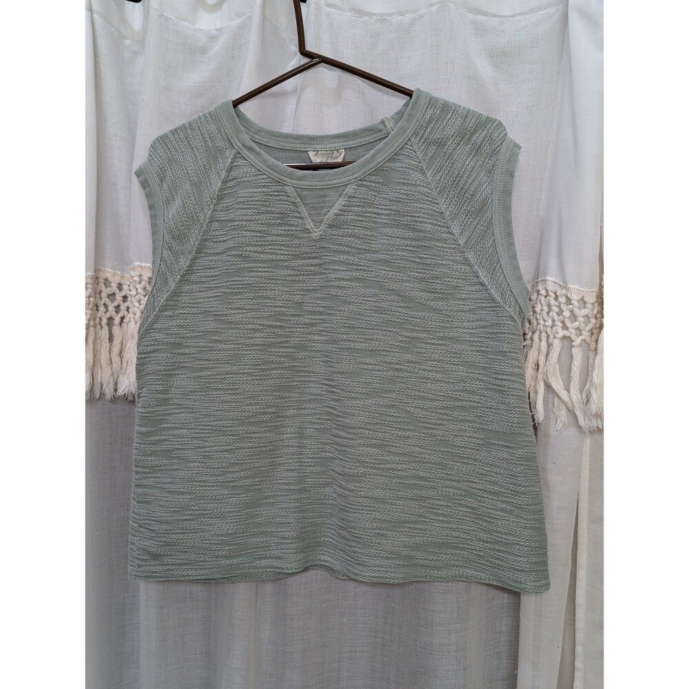 Universal Thread Ribbing Sweatshirt Womens Medium Green Sleeveless Textured Top